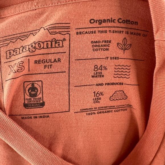 PATAGONIA Orange Top Organic Cotton Crew Neck Regular Pullover Tee Sz XS X-Small - Picture 8 of 10